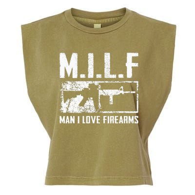 M.I.L.F Man I Love Firearms Funny Ar15 2a Pro Gun Rights Garment-Dyed Women's Muscle Tee