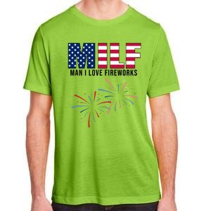 MILF Man I Love Fireworks Funny 4th Of July Adult ChromaSoft Performance T-Shirt