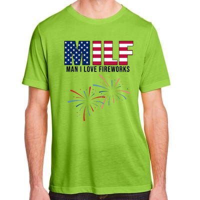 MILF Man I Love Fireworks Funny 4th Of July Adult ChromaSoft Performance T-Shirt