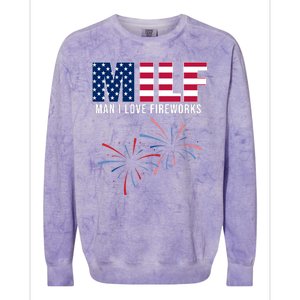 MILF Man I Love Fireworks Funny 4th Of July Colorblast Crewneck Sweatshirt