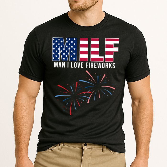 MILF Man I Love Fireworks Funny 4th Of July Cooling Performance Crew T-Shirt