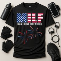 MILF Man I Love Fireworks Funny 4th Of July Cooling Performance Crew T-Shirt
