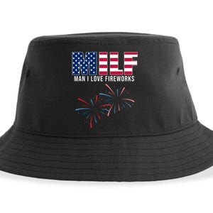 MILF Man I Love Fireworks Funny 4th Of July Sustainable Bucket Hat