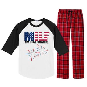 MILF Man I Love Fireworks Funny 4th Of July Raglan Sleeve Pajama Set