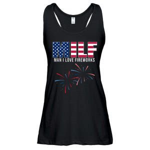 MILF Man I Love Fireworks Funny 4th Of July Ladies Essential Flowy Tank