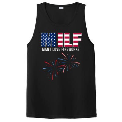 MILF Man I Love Fireworks Funny 4th Of July PosiCharge Competitor Tank