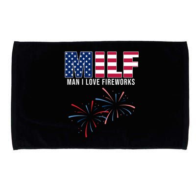 MILF Man I Love Fireworks Funny 4th Of July Microfiber Hand Towel