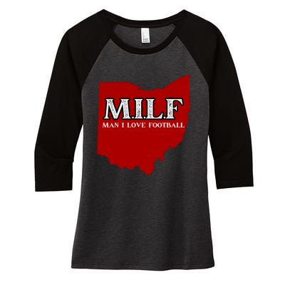 MILF Man I Love Football Women's Tri-Blend 3/4-Sleeve Raglan Shirt