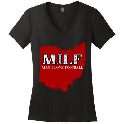 MILF Man I Love Football Women's V-Neck T-Shirt