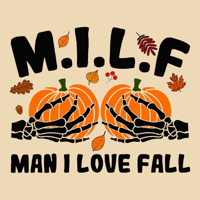 Milf Man I Love Fall Skeleton Pumpkin Hand Boob Drawstring Bag