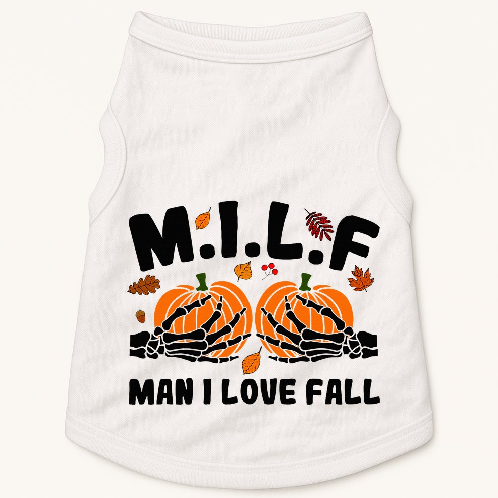 Milf Man I Love Fall Skeleton Pumpkin Hand Boob Doggie Tank
