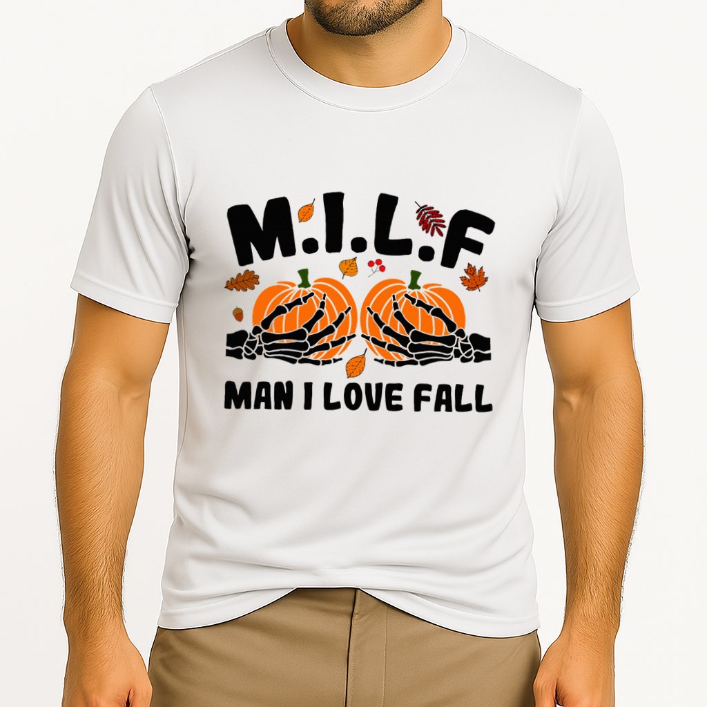 Milf Man I Love Fall Skeleton Pumpkin Hand Boob Cooling Performance Crew T-Shirt
