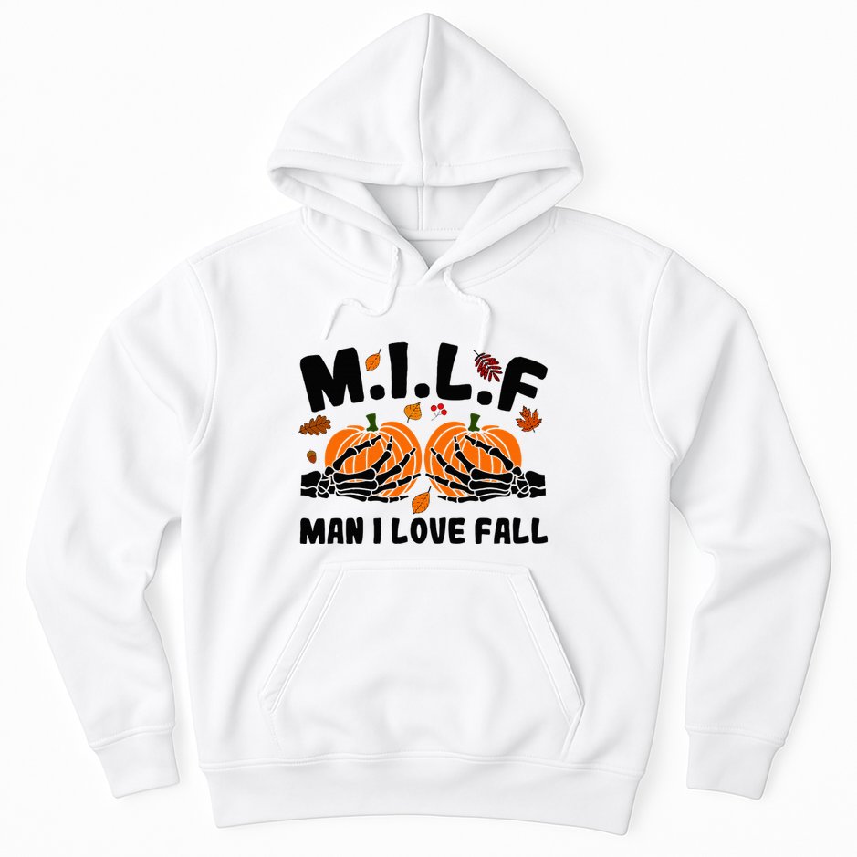 Milf Man I Love Fall Skeleton Pumpkin Hand Boob Hoodie