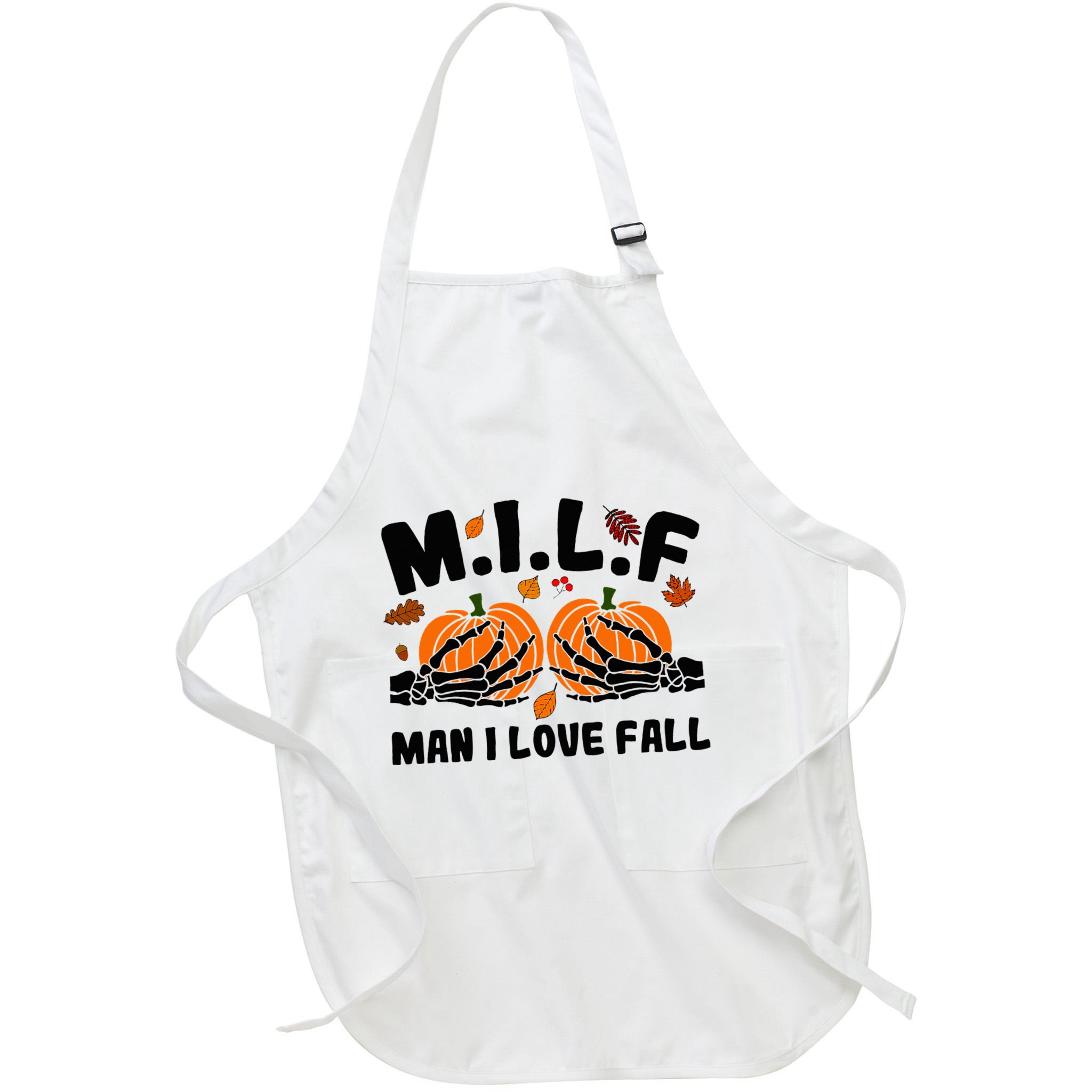 Milf Man I Love Fall Skeleton Pumpkin Hand Boob Apron