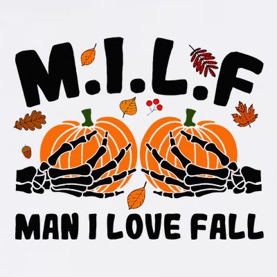 Milf Man I Love Fall Skeleton Pumpkin Hand Boob T-Shirt