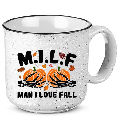 Milf Man I Love Fall Skeleton Pumpkin Hand Boob 15oz Campfire Ceramic Mug