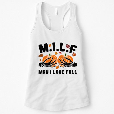 Milf Man I Love Fall Skeleton Pumpkin Hand Boob Womens Tank Top