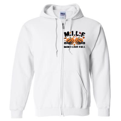 Milf Man I Love Fall Skeleton Pumpkin Hand Boob Full Zip Hoodie