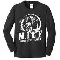 Milf Man I Love Fishing Funny Fishing Kids Long Sleeve Shirt