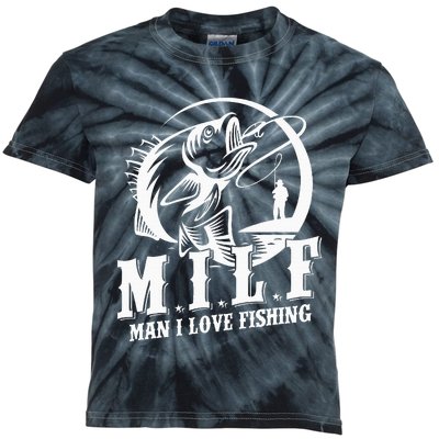 Milf Man I Love Fishing Funny Fishing Kids Tie-Dye T-Shirt