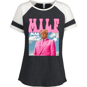 Milf Man I Love Felons Funny Trump Pink 2024 For President Enza Ladies Jersey Colorblock Tee