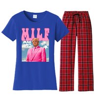 Milf Man I Love Felons Funny Trump Pink 2024 For President Women's Flannel Pajama Set