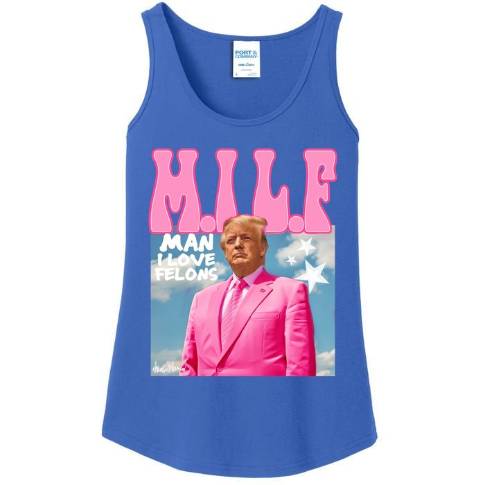 Milf Man I Love Felons Funny Trump Pink 2024 For President Ladies Essential Tank