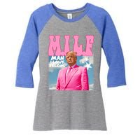 Milf Man I Love Felons Funny Trump Pink 2024 For President Women's Tri-Blend 3/4-Sleeve Raglan Shirt