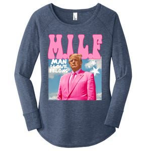 Milf Man I Love Felons Funny Trump Pink 2024 For President Women's Perfect Tri Tunic Long Sleeve Shirt