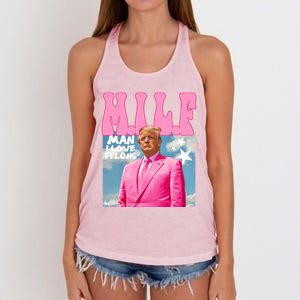 Milf Man I Love Felons Funny Trump Pink 2024 For President Women's Knotted Racerback Tank