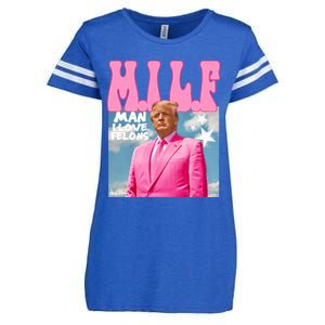 Milf Man I Love Felons Funny Trump Pink 2024 For President Enza Ladies Jersey Football T-Shirt