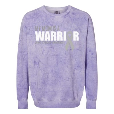 My Mom Is A Warrior Lung Cancer Awareness Colorblast Crewneck Sweatshirt