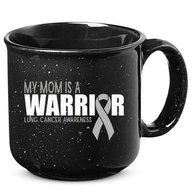 My Mom Is A Warrior Lung Cancer Awareness 15oz Campfire Ceramic Mug