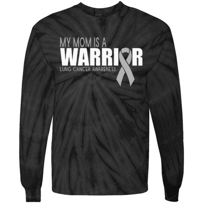 My Mom Is A Warrior Lung Cancer Awareness Tie-Dye Long Sleeve Shirt