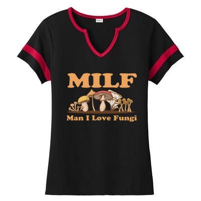 Milf Man I Love Fungi Mushroom Goblincore Ladies Halftime Notch Neck Tee