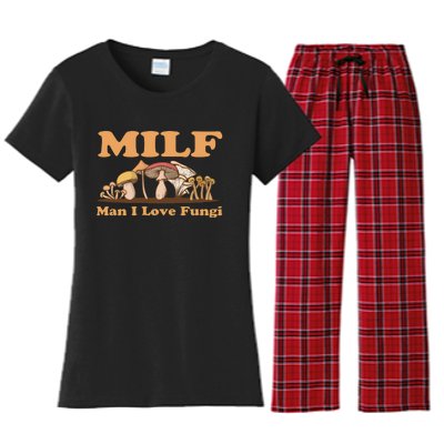 Milf Man I Love Fungi Mushroom Goblincore Women's Flannel Pajama Set