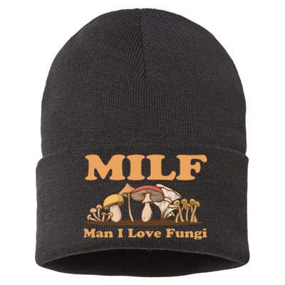 Milf Man I Love Fungi Mushroom Goblincore Sustainable Knit Beanie