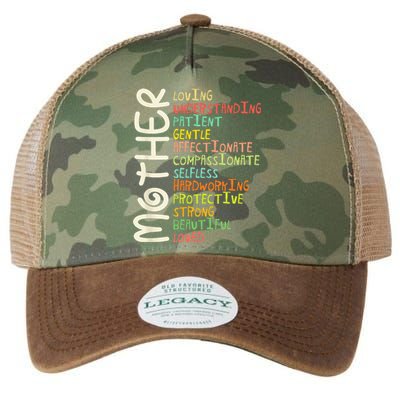 MOTHER Meaning I Love Mom Mothers Day Legacy Tie Dye Trucker Hat