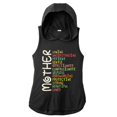 MOTHER Meaning I Love Mom Mothers Day Ladies PosiCharge Tri-Blend Wicking Draft Hoodie Tank