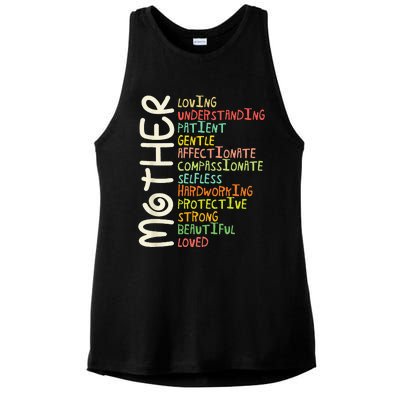 MOTHER Meaning I Love Mom Mothers Day Ladies PosiCharge Tri-Blend Wicking Tank