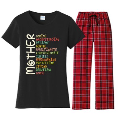 MOTHER Meaning I Love Mom Mothers Day Women's Flannel Pajama Set