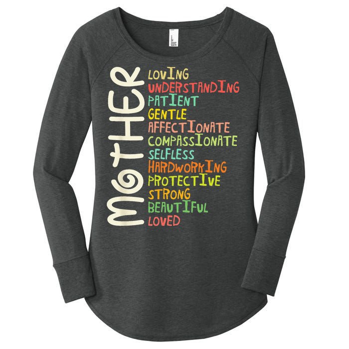 MOTHER Meaning I Love Mom Mothers Day Women's Perfect Tri Tunic Long Sleeve Shirt