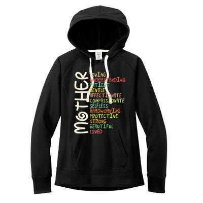 MOTHER Meaning I Love Mom Mothers Day Women's Fleece Hoodie