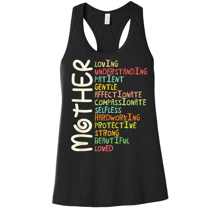 MOTHER Meaning I Love Mom Mothers Day Women's Racerback Tank