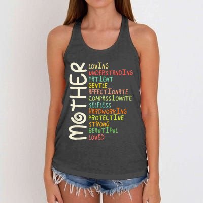 MOTHER Meaning I Love Mom Mothers Day Women's Knotted Racerback Tank