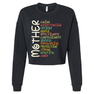 MOTHER Meaning I Love Mom Mothers Day Cropped Pullover Crew