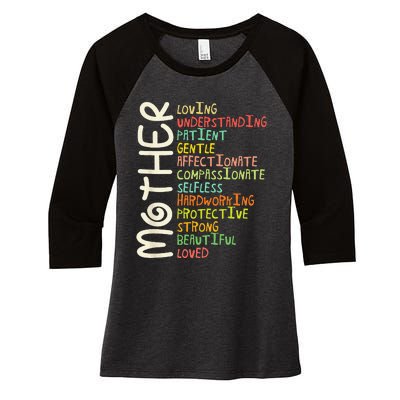 MOTHER Meaning I Love Mom Mothers Day Women's Tri-Blend 3/4-Sleeve Raglan Shirt