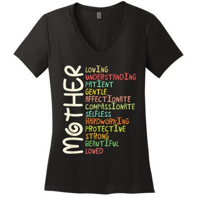 MOTHER Meaning I Love Mom Mothers Day Women's V-Neck T-Shirt