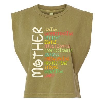 MOTHER Meaning I Love Mom Mothers Day Garment-Dyed Women's Muscle Tee