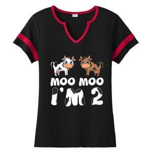 Moo Moo Im Two Cute Cow 2nd Birthday Cows Gift 8111 Ladies Halftime Notch Neck Tee